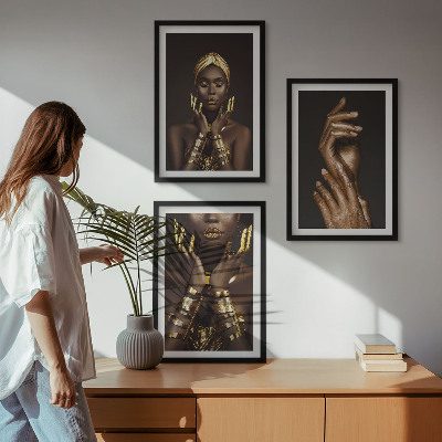 Juego de 3 cuadros Retratos de mujeres africanas
