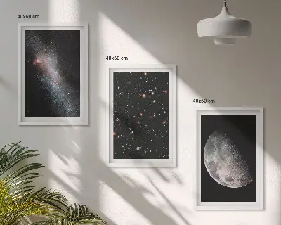 Juego de 3 cuadros con diseño de galaxias espaciales, estrellas y luna