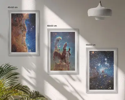 Set de 3 cuadros para salón con diseño de paisajes espaciales de galaxias