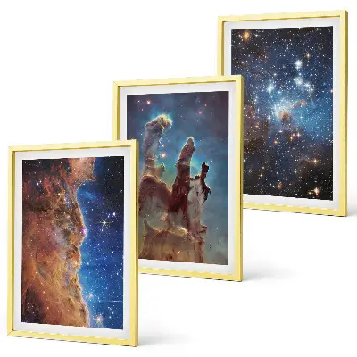 Set de 3 cuadros para salón con diseño de paisajes espaciales de galaxias