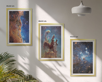 Set de 3 cuadros para salón Paisajes espaciales de galaxias