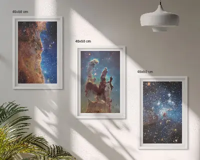 Set de 3 cuadros para salón con diseño de paisajes espaciales de galaxias