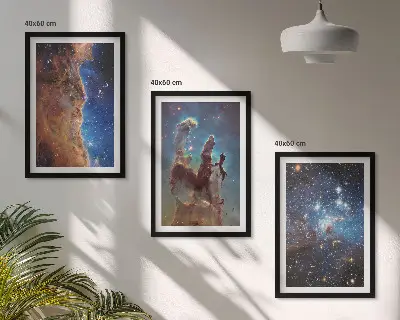 Set de 3 cuadros para salón con diseño de paisajes espaciales de galaxias