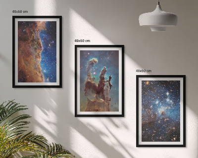 Set de 3 cuadros para salón Paisajes espaciales de galaxias
