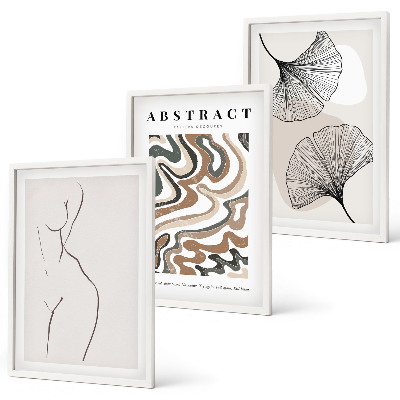 Set de 3 cuadros para salón Patrones bohemios abstractos y formas