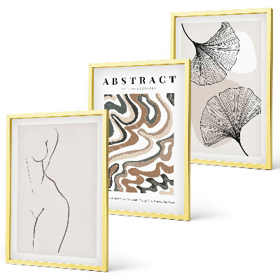 Set de 3 cuadros para salón Patrones bohemios abstractos y formas