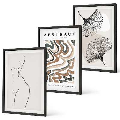 Set de 3 cuadros para salón Patrones bohemios abstractos y formas