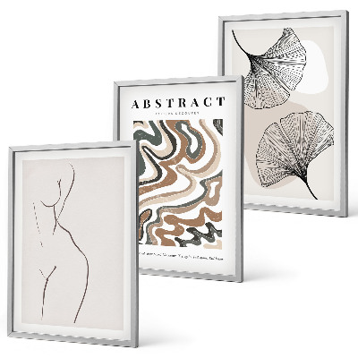 Set de 3 cuadros para salón Patrones bohemios abstractos y formas