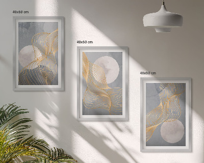 Set de 3 cuadros para salón Patrones abstractos, ondas, círculos