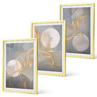 Set de 3 cuadros para salón Patrones abstractos, ondas, círculos