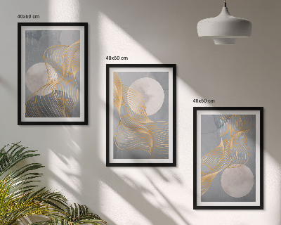 Set de 3 cuadros para salón Patrones abstractos, ondas, círculos