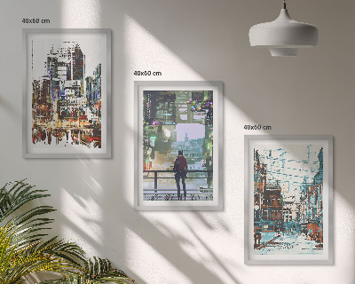 Set de 3 cuadros para salón Personajes coloridos de las ciudades modernas