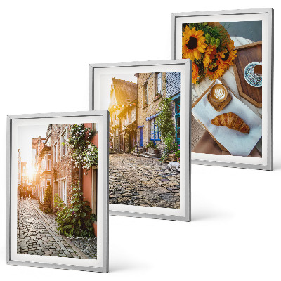 Set de 3 cuadros para salón Calles café girasoles