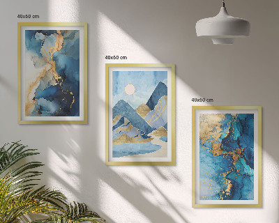 Juego de 3 cuadros Patrones abstractos de las Montañas Azules