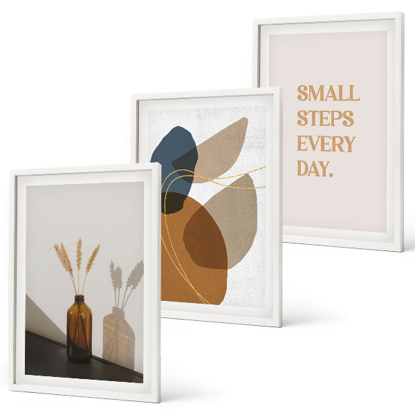 Set de 3 cuadros para salón Conjunto de formas abstractas