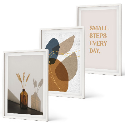 Set de 3 cuadros para salón Conjunto de formas abstractas