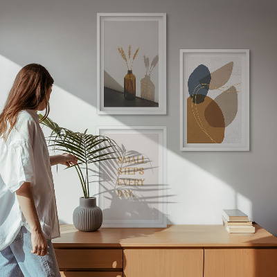 Set de 3 cuadros para salón Conjunto de formas abstractas