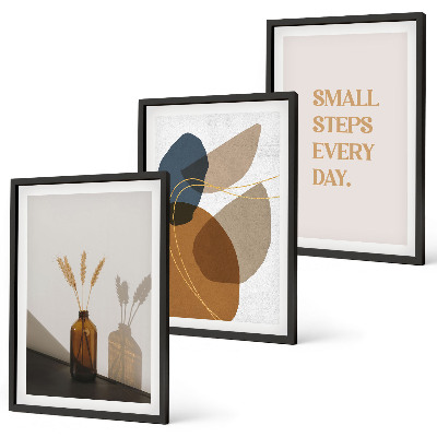 Set de 3 cuadros para salón Conjunto de formas abstractas