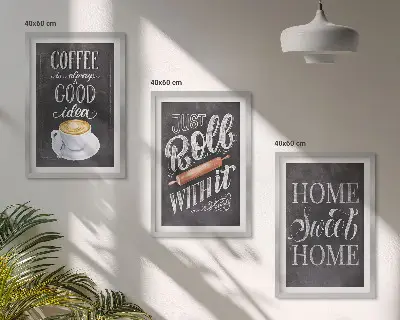 Set de 3 cuadros decorativos para salón con diseño cálido de café