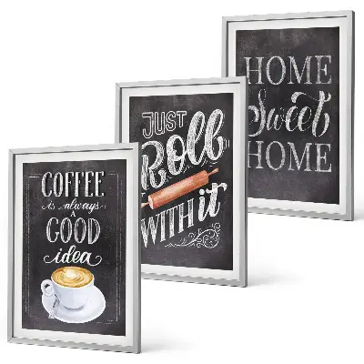 Set de 3 cuadros decorativos para salón con diseño cálido de café