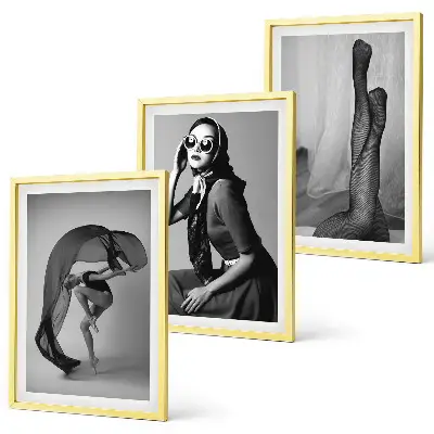 Juego de 3 cuadros retratos de mujeres en blanco y negro