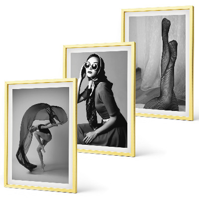 Juego de 3 cuadros Retratos en blanco y negro de mujeres
