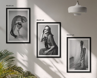 Juego de 3 cuadros Retratos en blanco y negro de mujeres