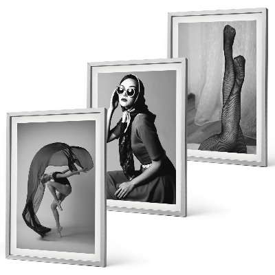 Juego de 3 cuadros Retratos en blanco y negro de mujeres