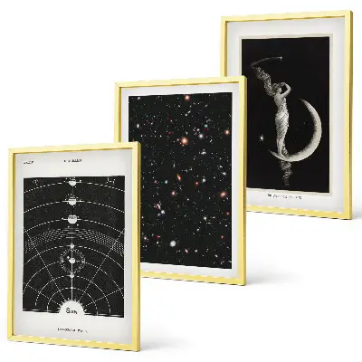Set de 3 cuadros para salón con diseño de figura nocturna del sistema solar
