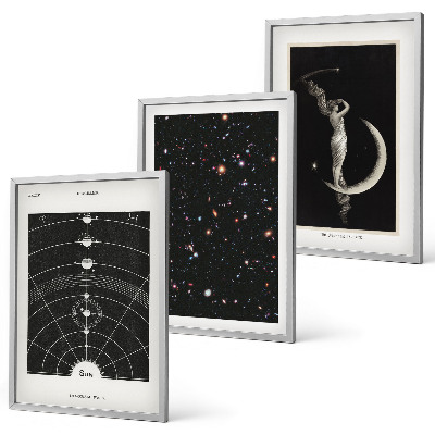 Set de 3 cuadros para salón Figura nocturna del sistema solar