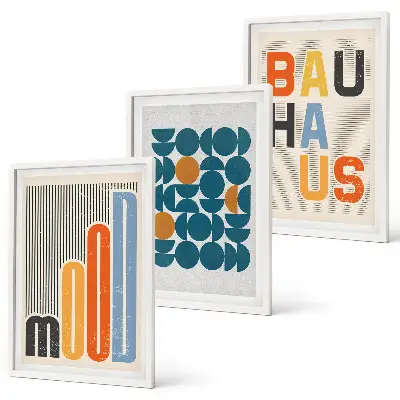 Set de 3 cuadros para salón con patrones geométricos de la Bauhaus