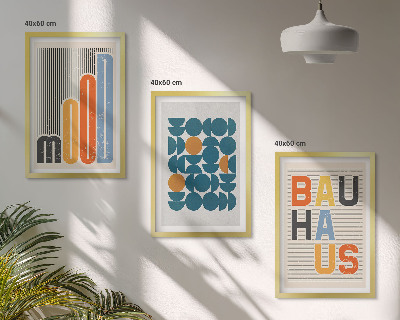 Set de 3 cuadros para salón patrones geométricos de la Bauhaus