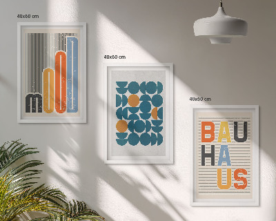 Set de 3 cuadros para salón patrones geométricos de la Bauhaus