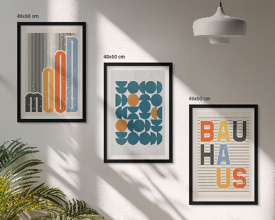 Set de 3 cuadros para salón patrones geométricos de la Bauhaus