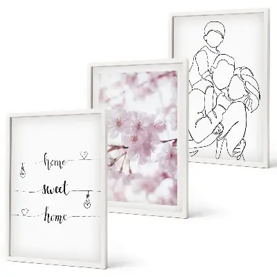 Juego de 3 cuadros flores estilo minimalista
