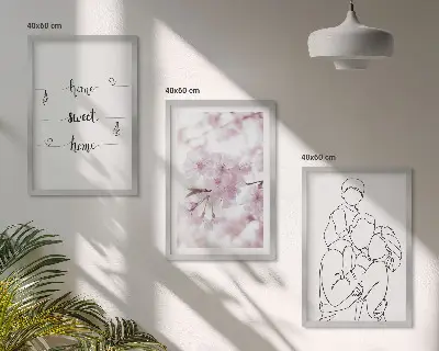 Juego de 3 cuadros flores estilo minimalista