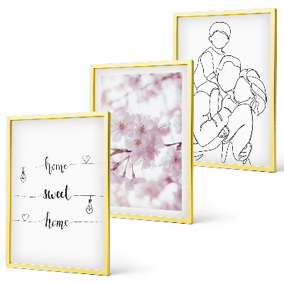 Juego de 3 cuadros Flores familia minimalista