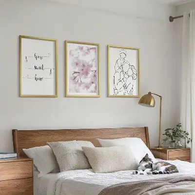 Juego de 3 cuadros flores estilo minimalista