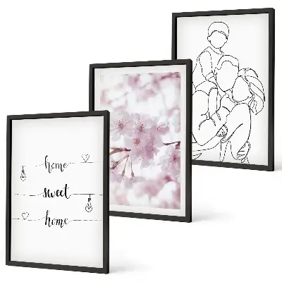 Juego de 3 cuadros flores estilo minimalista