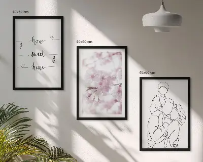 Juego de 3 cuadros flores estilo minimalista