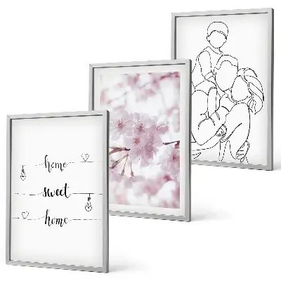 Juego de 3 cuadros flores estilo minimalista