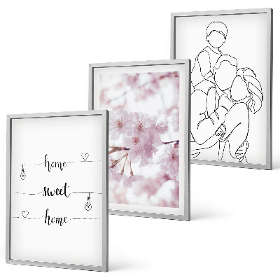 Juego de 3 cuadros Flores familia minimalista
