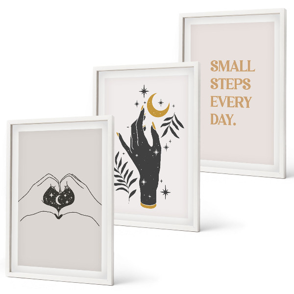 Juego de 3 cuadros Ilustraciones minimalistas de estilo bohemio
