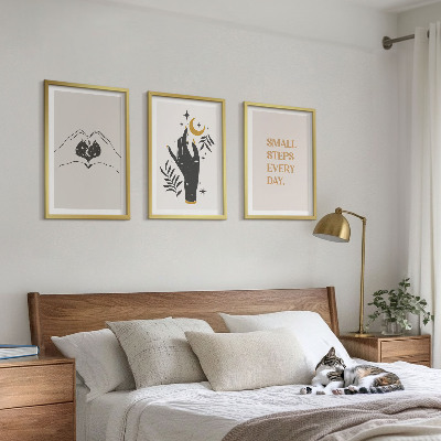 Juego de 3 cuadros Ilustraciones minimalistas de estilo bohemio