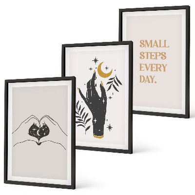Juego de 3 cuadros Ilustraciones minimalistas de estilo bohemio
