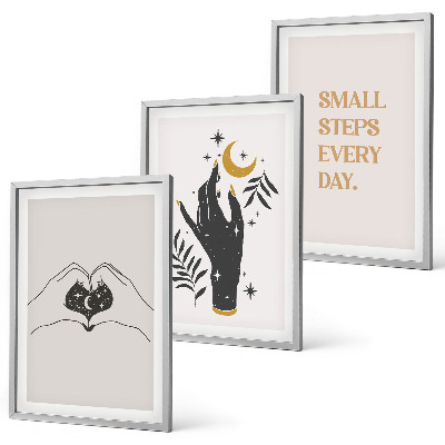 Juego de 3 cuadros Ilustraciones minimalistas de estilo bohemio