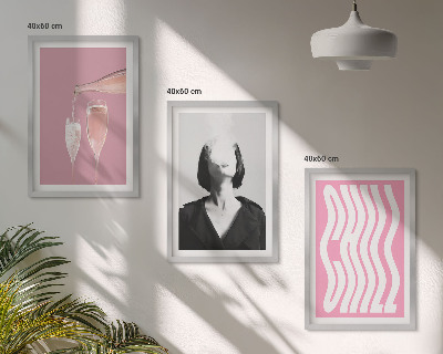 Set de 3 cuadros para salón Elegante retrato de relajación con champán