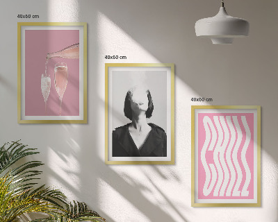 Set de 3 cuadros para salón Elegante retrato de relajación con champán