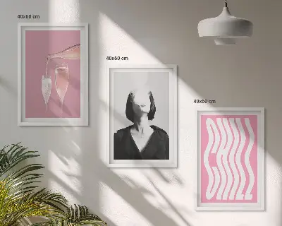 Set de 3 cuadros para salón de elegante retrato de relajación con champán