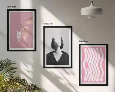 Set de 3 cuadros para salón de elegante retrato de relajación con champán